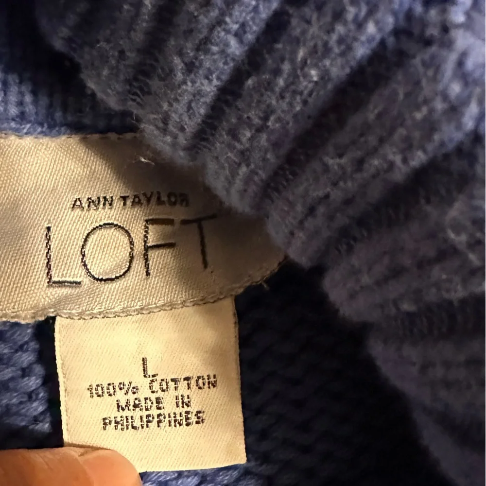 LOFT blue turtleneck sweater size large - Picture 3 of 9